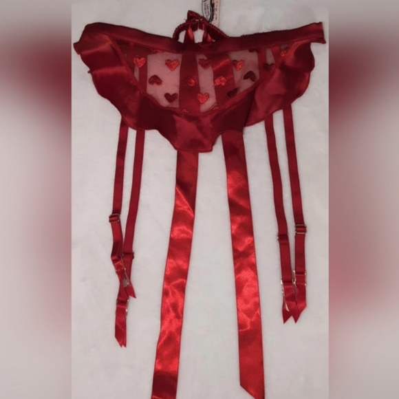 NWOT, Victoria's Secret Red Heart Embroidery Garter Skirt - Picture 7 of 7